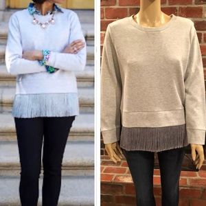 J Crew Fringe Hem SweatShirt Top size small